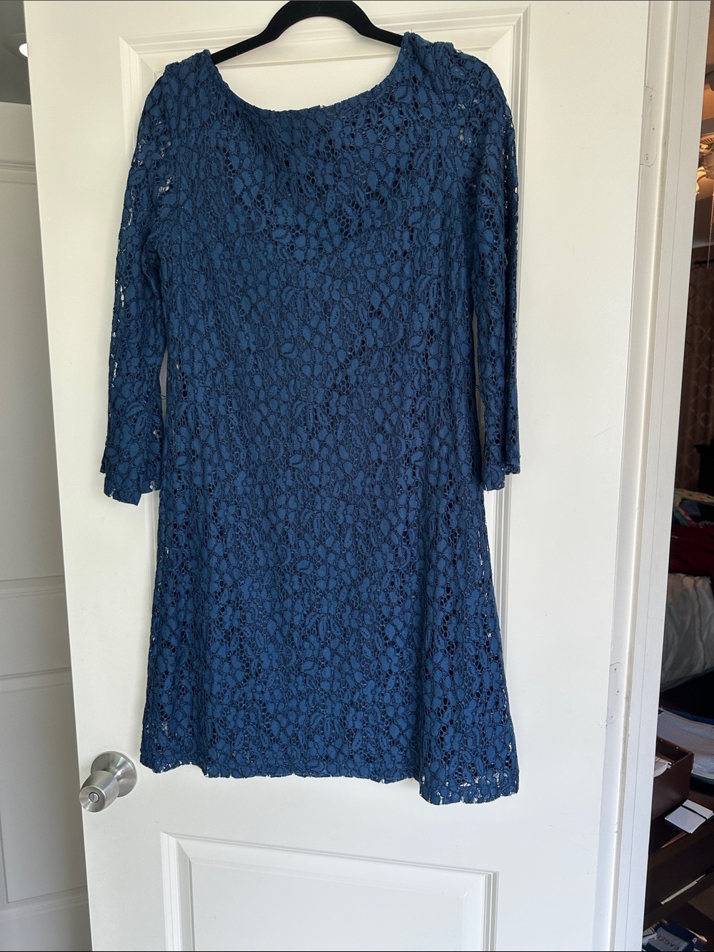 Women's Navy Lace A-Line Dress